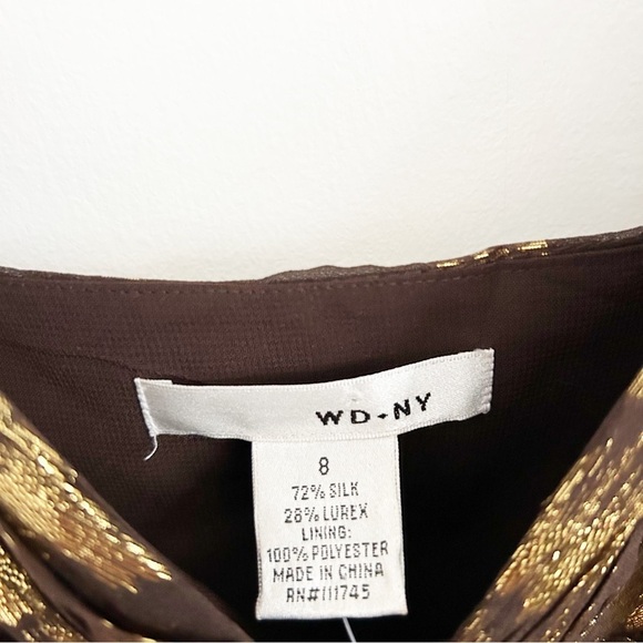 Vintage Y2K  NWT Silk Blend WD.NY Gold Metallic Brown Cami Blouse Size 8 - Picture 6 of 9